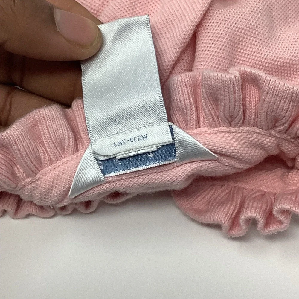 Ralph Lauren Baby Shirt Girls 9m‎ Pink Cotton Long Sleeve Ruffle Collar